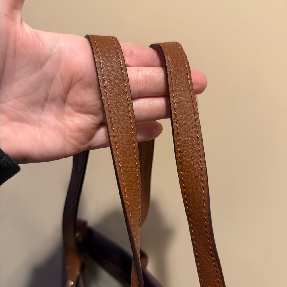 Ralph Lauren Deep Purple Tote with Brown Leather Straps - Picture 4 of 6